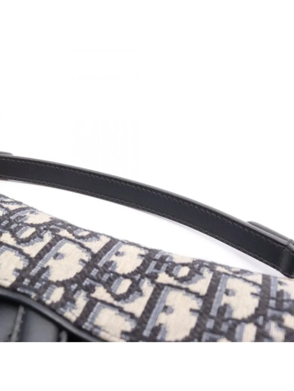 Dior Handbag Saddle Oblique Navy Canvas Leather Bag Mini